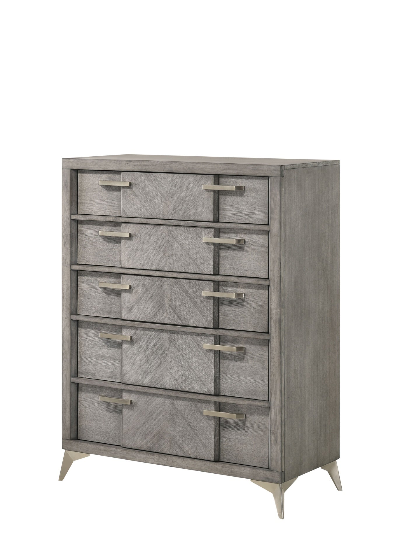5 Drawer Chest in Gray Book Matched Veneers