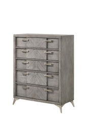 5 Drawer Chest in Gray Book Matched Veneers