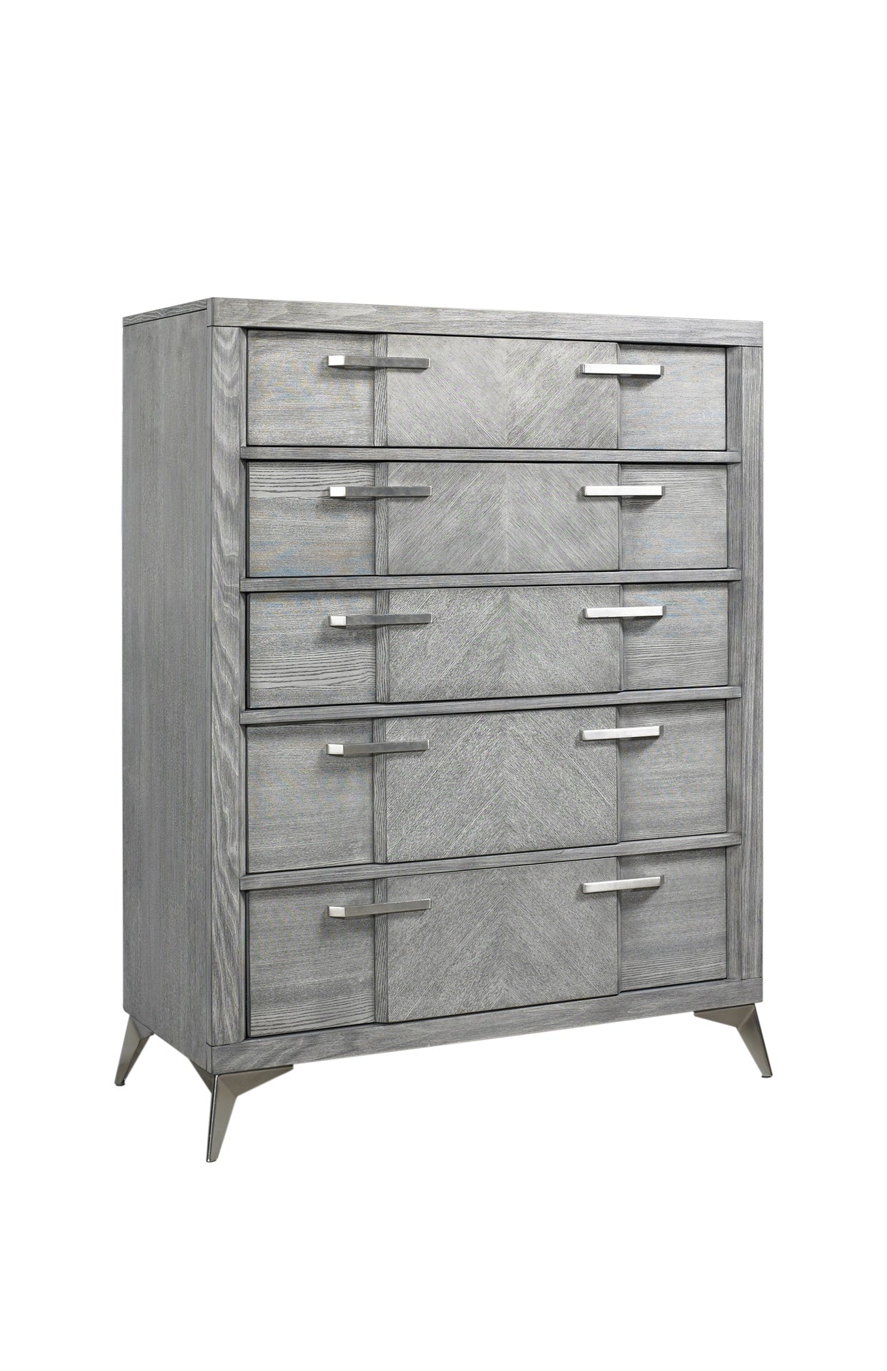 5 Drawer Chest in Gray Book Matched Veneers