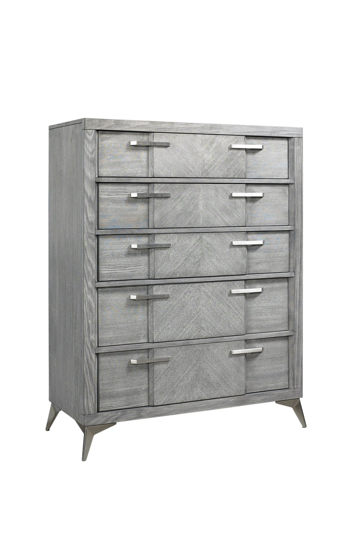 5 Drawer Chest in Gray Book Matched Veneers