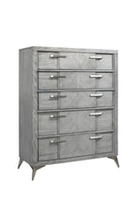 5 Drawer Chest in Gray Book Matched Veneers