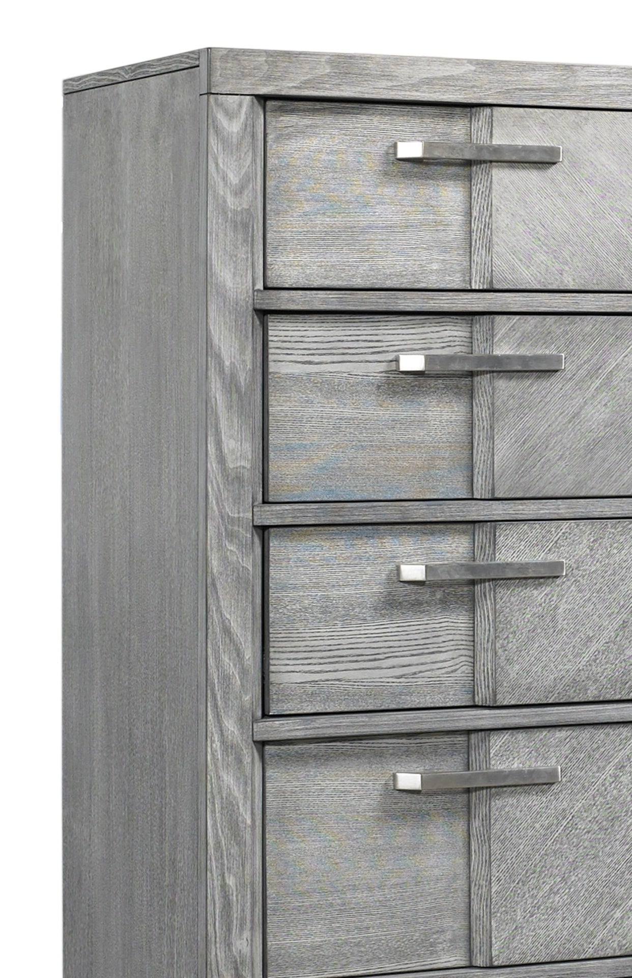 5 Drawer Chest in Gray Book Matched Veneers