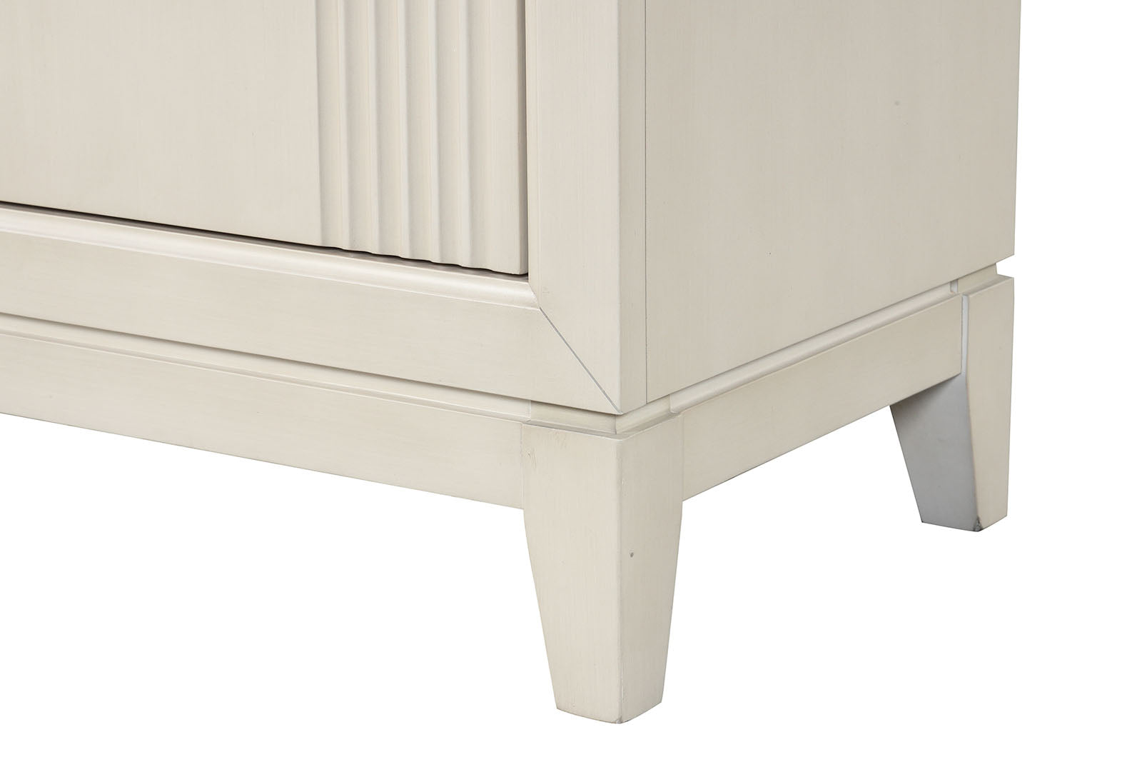 Transitional Style 1pc Nightstand French And English Dovetail Drawers Chrome Handles Fluted Design Antique White Finish Bedroom Furniture