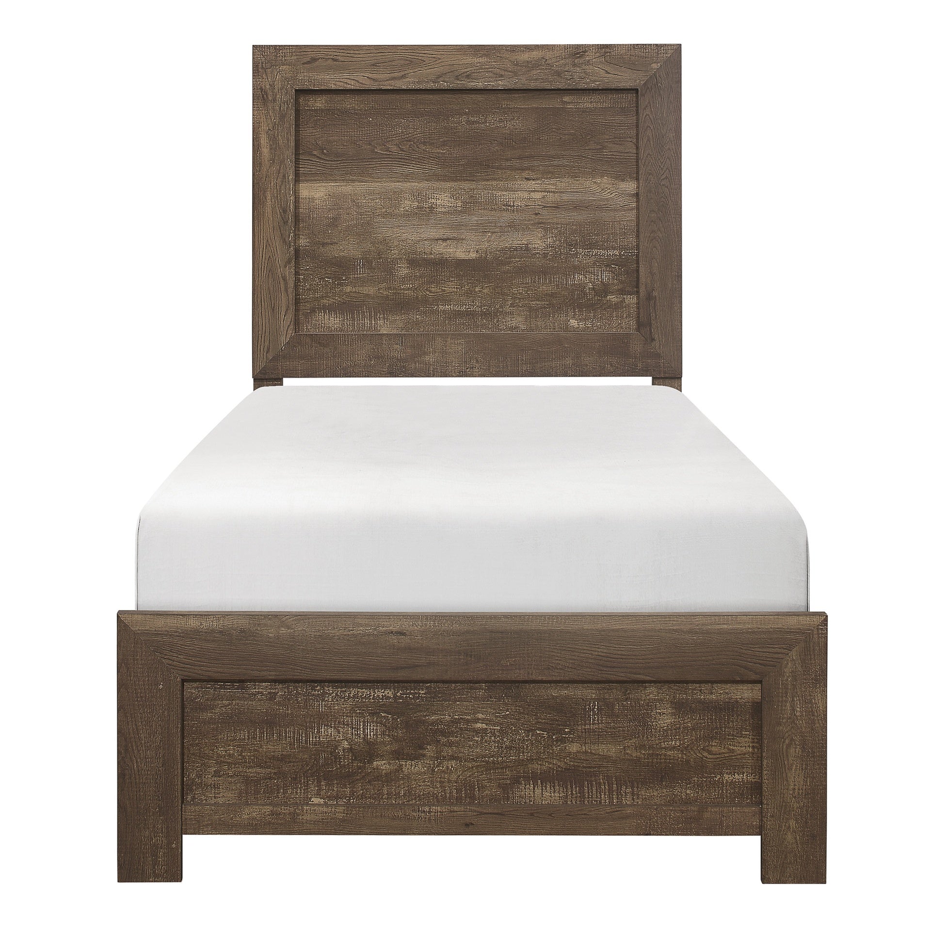 Rustic Brown Finish 1pc Twin Size Bed Panel Headboard Footboard Wooden Bedroom Furniture