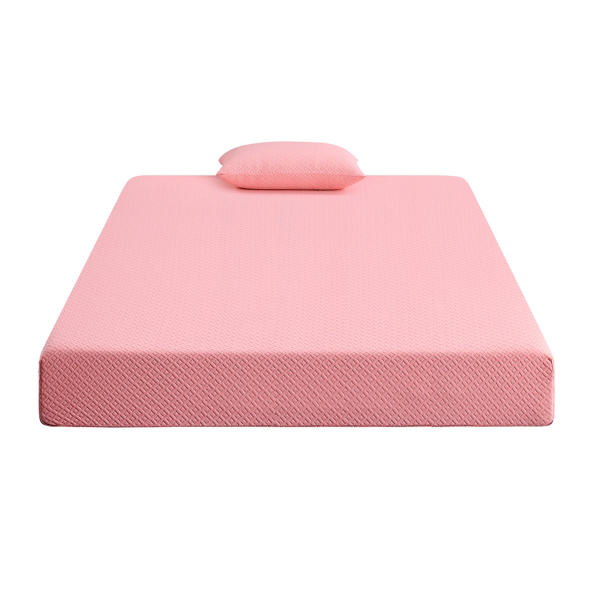 7inch Full Mattress and Pillow Set Breathable Fabric Gel-Infused Memory Foam Mattress, Pink, Mattress in a Box