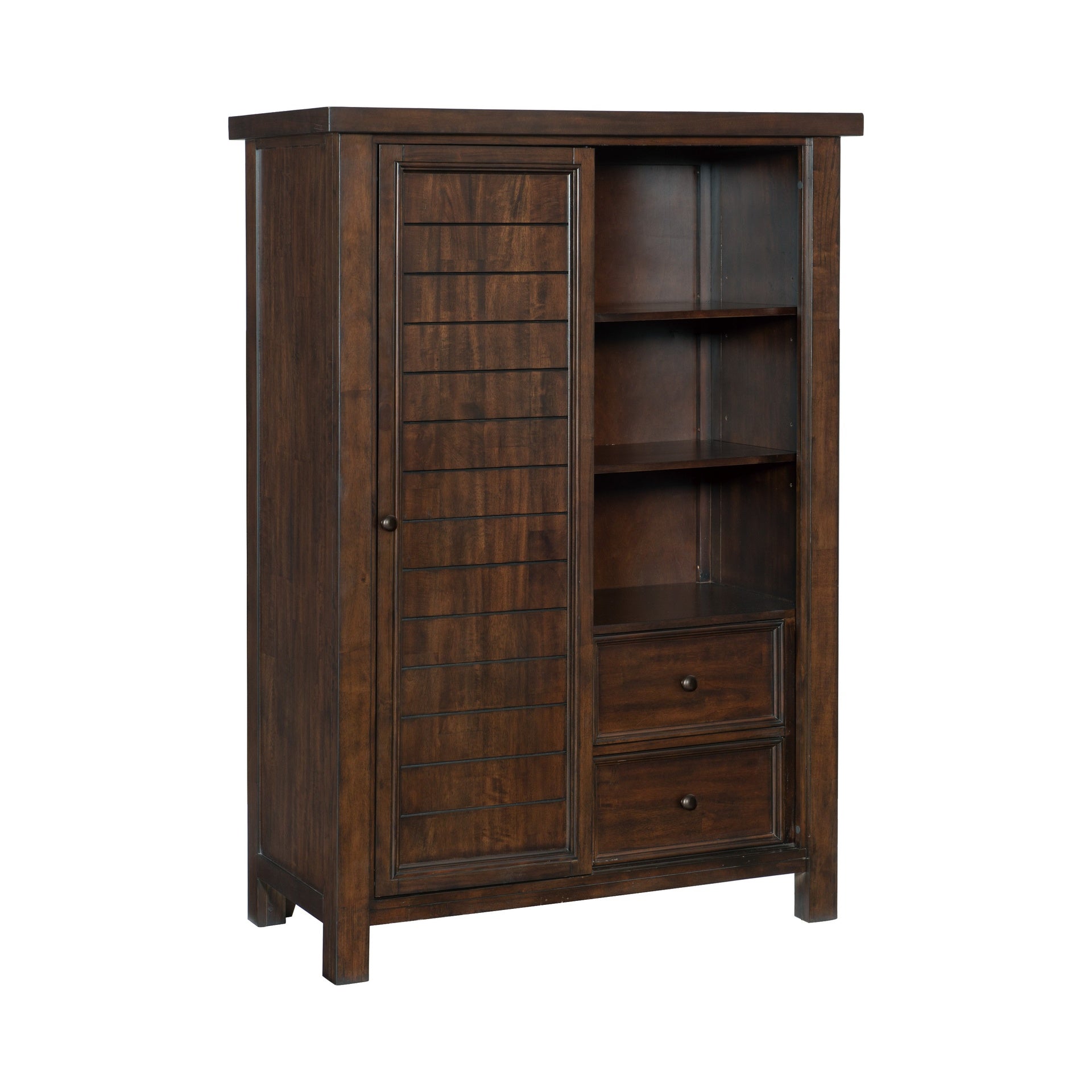 Classic Transitional Wardrobe Chest of 8x Drawers Storage Shelves Brown Finish Bedroom Furniture 1pc, No Assembly