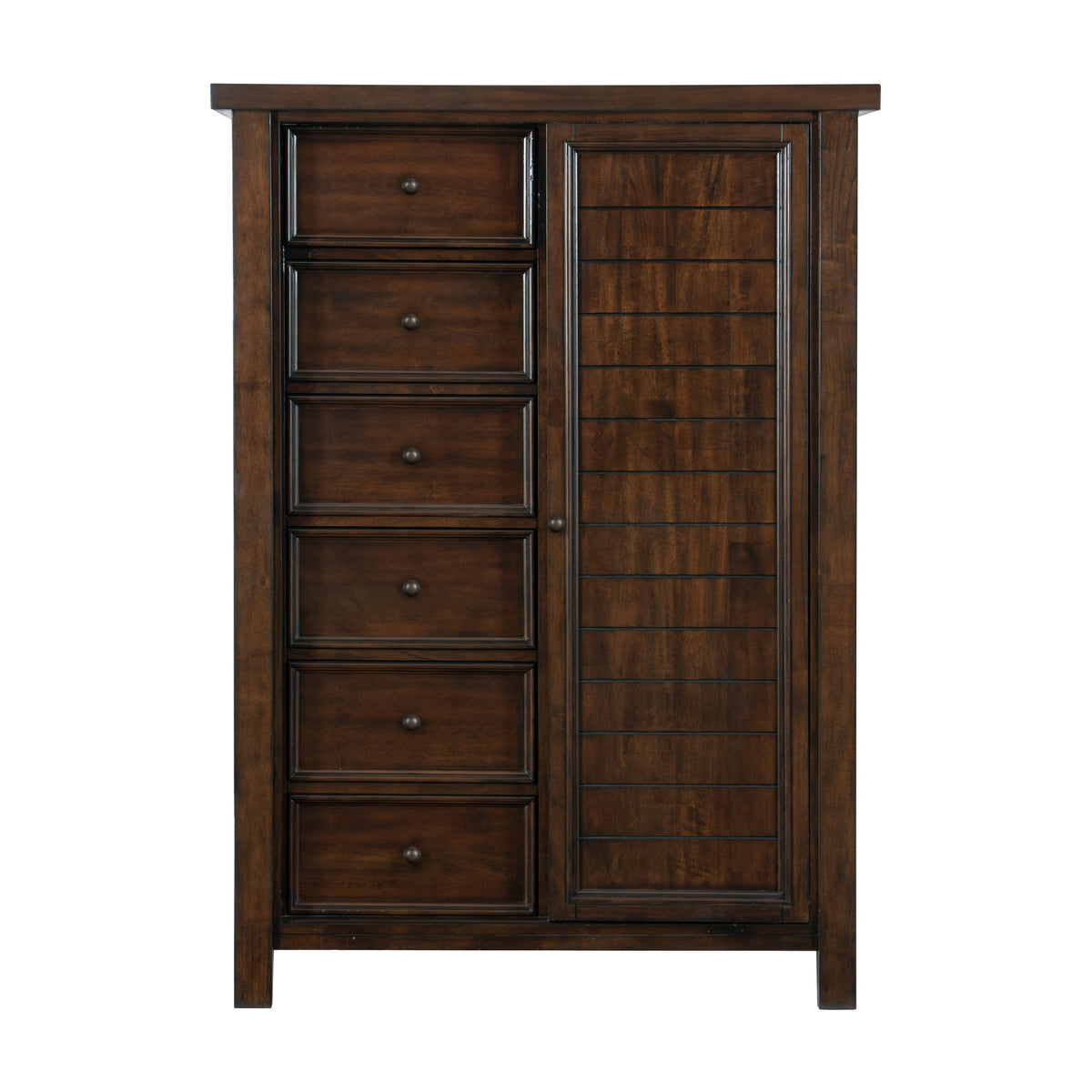 Classic Transitional Wardrobe Chest of 8x Drawers Storage Shelves Brown Finish Bedroom Furniture 1pc, No Assembly