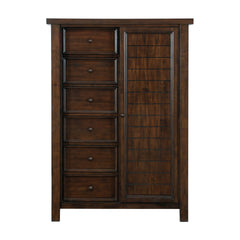 Classic Transitional Wardrobe Chest of 8x Drawers Storage Shelves Brown Finish Bedroom Furniture 1pc, No Assembly