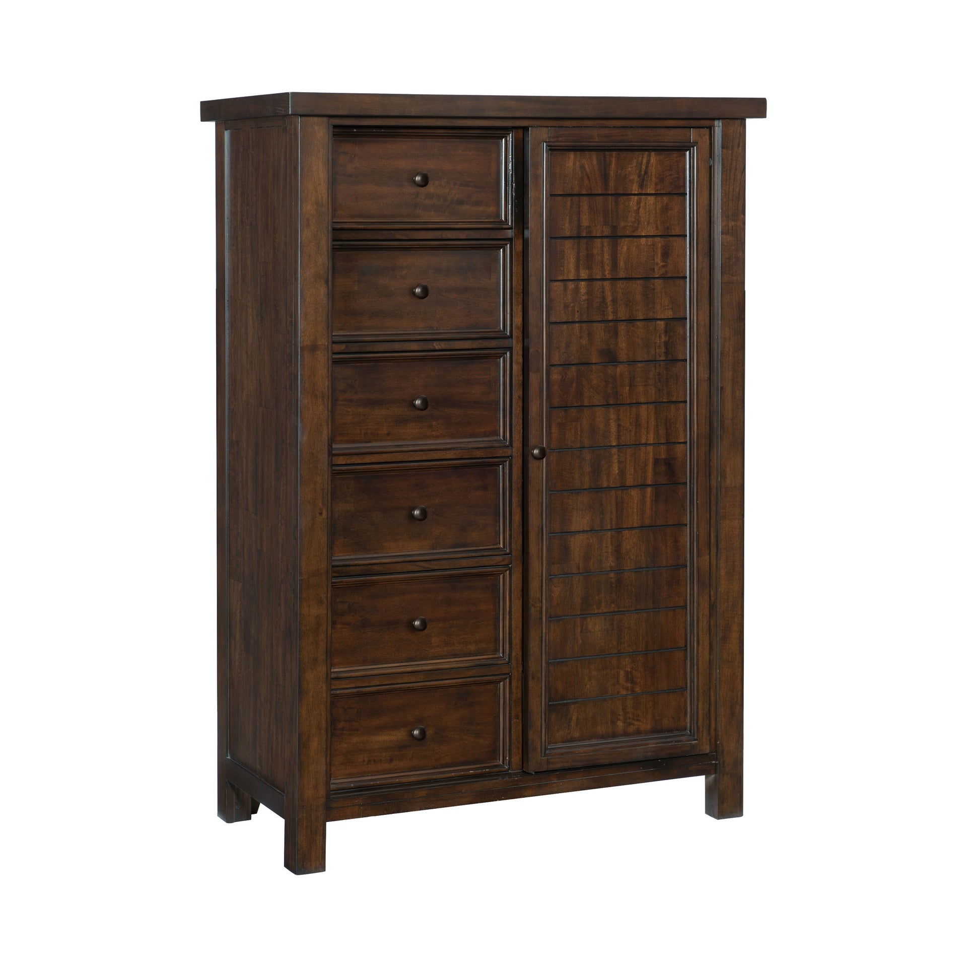 Classic Transitional Wardrobe Chest of 8x Drawers Storage Shelves Brown Finish Bedroom Furniture 1pc, No Assembly