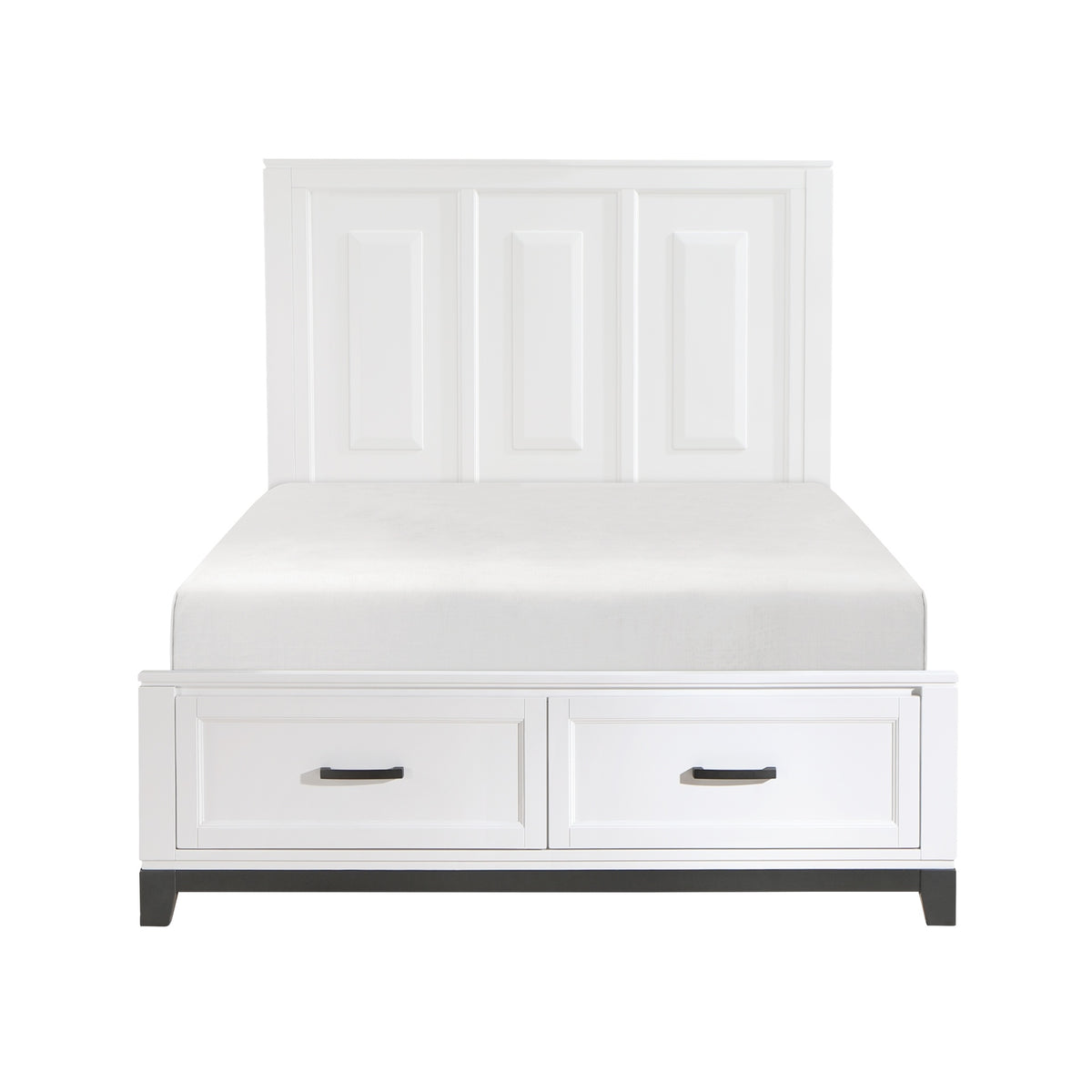 White Finish Queen Platform Bed with Storage Drawers Wooden Bedroom Furniture 1pc