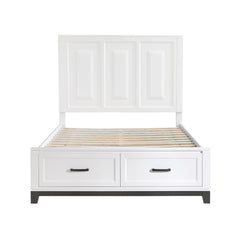 White Finish Queen Platform Bed with Storage Drawers Wooden Bedroom Furniture 1pc