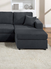 Modern Design Sectional Set 3pc Armless Loveseat Two Matching Pillow Right Arm And Left Arm Chaise Black Finish Primary Living Room