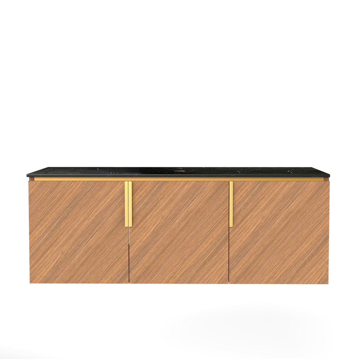 48" ARAI Black Sintered Stone with Stone Pattern Countertop and Brown Oak Cabinet, NO Basin, NO Faucet and Sink Cover