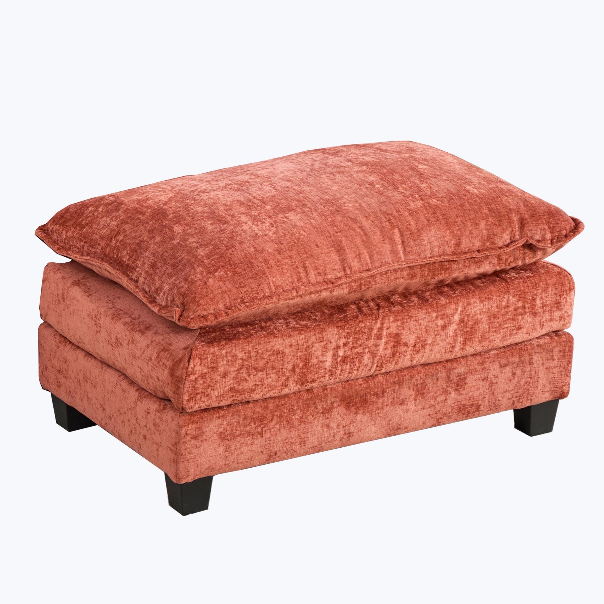 Cloud Sofa Ottoman only, Modern Sectional Couch, for Living Room Bedroom and Apartment, Comfy Double Layer Upholstered Seat Cushion, Breathable Chenille Fabric, Orange,SW501DOG