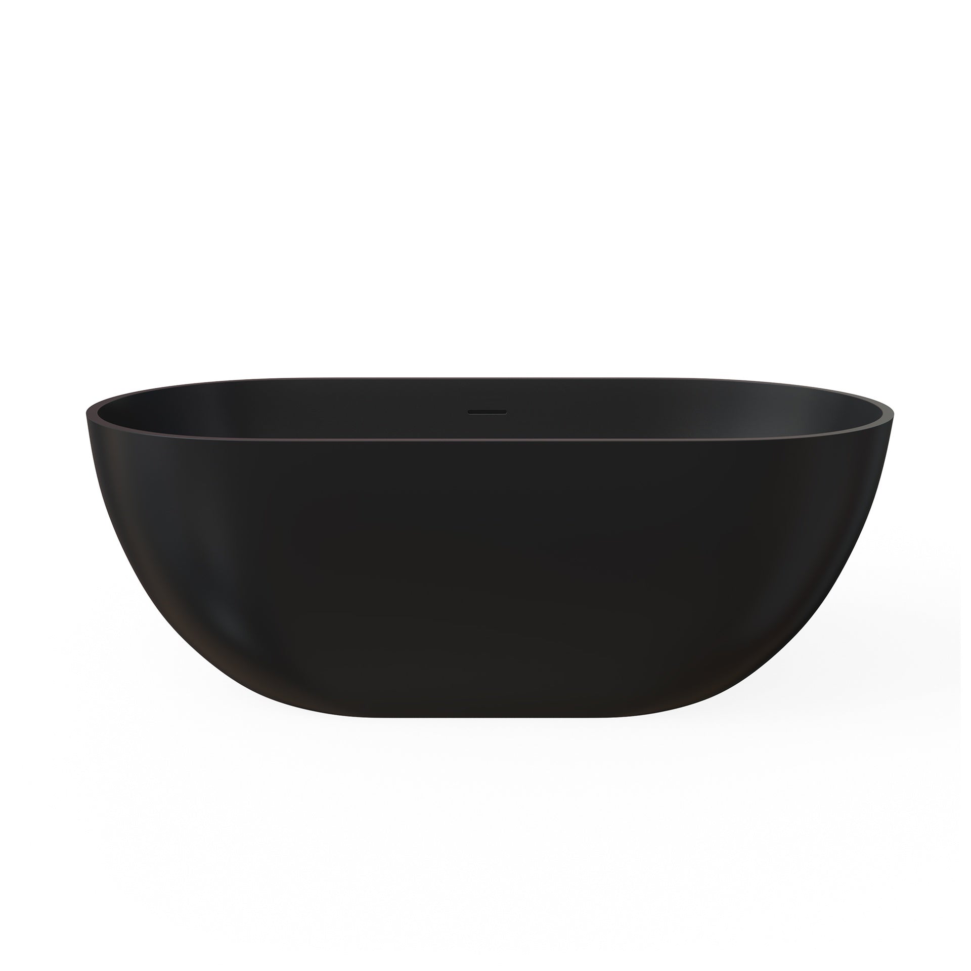 59 Inch Solid Surface Soaking Bathtub - Deep Soak Freestanding Tub