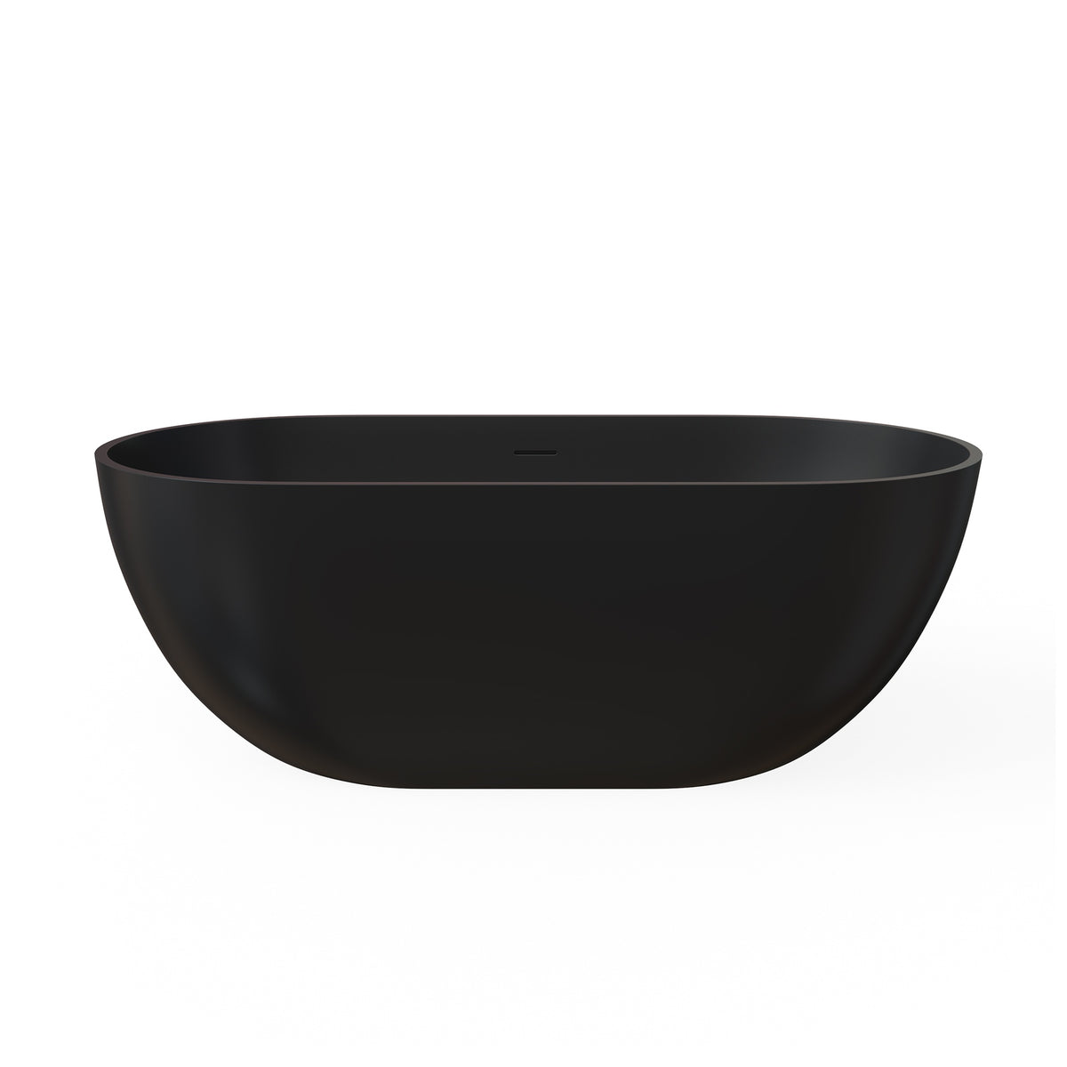 59 Inch Solid Surface Soaking Bathtub - Deep Soak Freestanding Tub