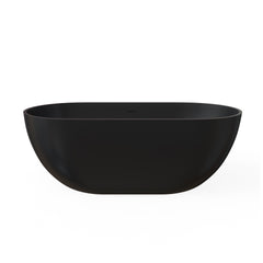59 Inch Solid Surface Soaking Bathtub - Deep Soak Freestanding Tub