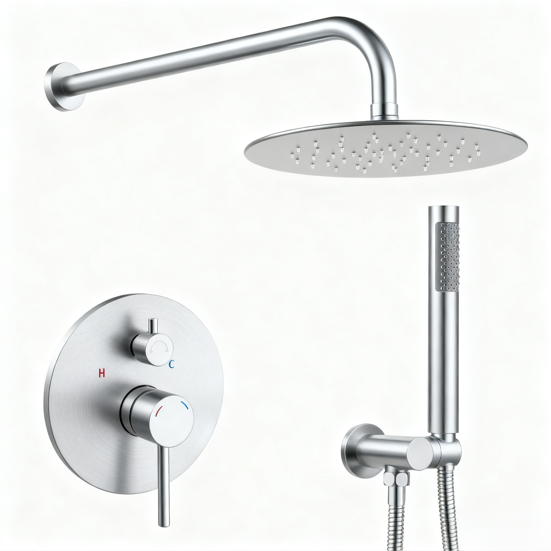 Shower System Shower Faucet Combo Set Wall Mounted with 10" Rainfall Shower Head and handheld shower faucet, Brushed Nickel Finish Shower Faucet Rough-In