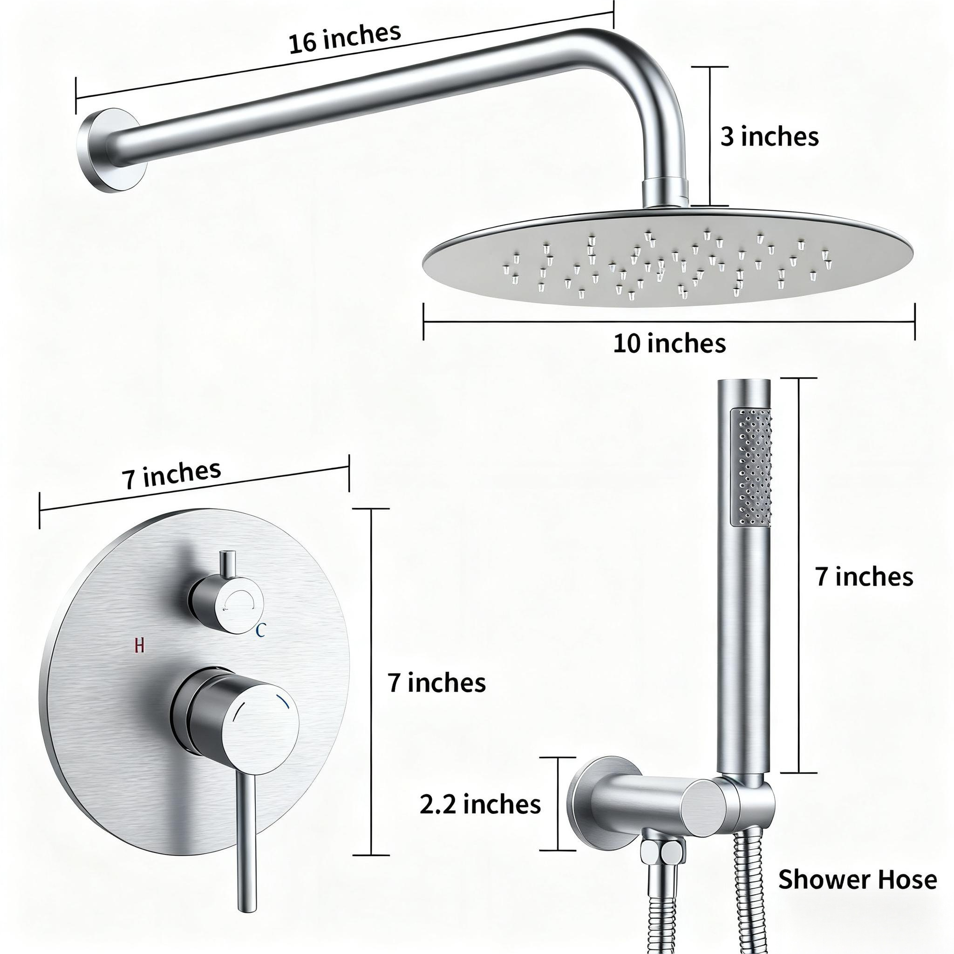 Shower System Shower Faucet Combo Set Wall Mounted with 10" Rainfall Shower Head and handheld shower faucet, Brushed Nickel Finish Shower Faucet Rough-In