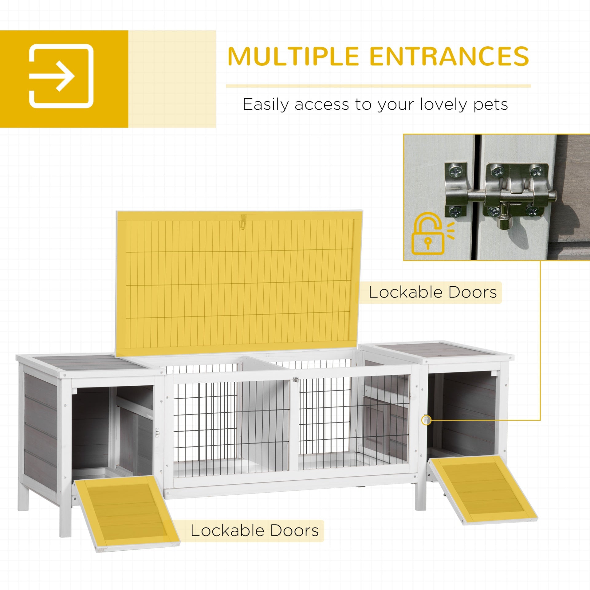 Pet House with Pull-Out Tray, and Divided Board for Indoor, White
