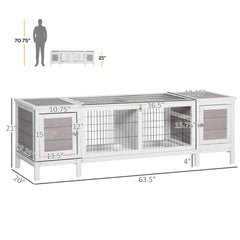 Pet House with Pull-Out Tray, and Divided Board for Indoor, White