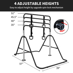 Black Multi-Functional Adjustable Height Children's Horizontal Gymnastic Bar With Bear Rings
