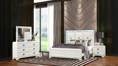 Laguna Modern Style Mirror Made (INCLUDES ONLY MIRROR) with Wood and Crystal Accents in White(NJ INVENTORY)