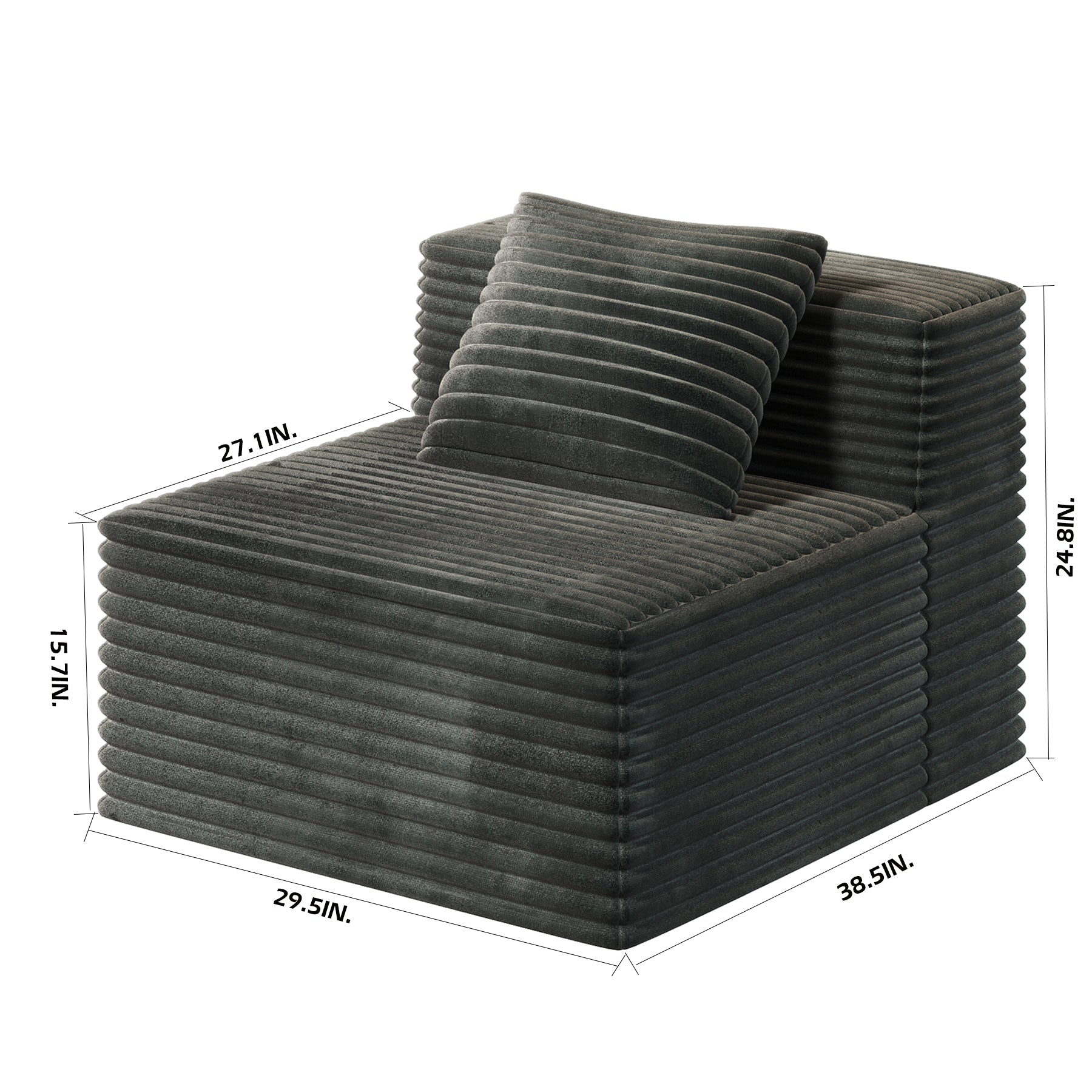 Single Sofa for Modular Sectional Sofa, High Density Memory Foam Couch Boneless Couch for Bedroom Living Room (Single Sofa)