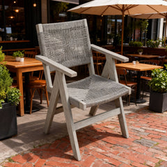 Lounge chair Light Gray  color, suitable for all seasons: Outdoor lounge chair, made of sturdy HIPS material, equipped with 304 stainless steel accessories.
