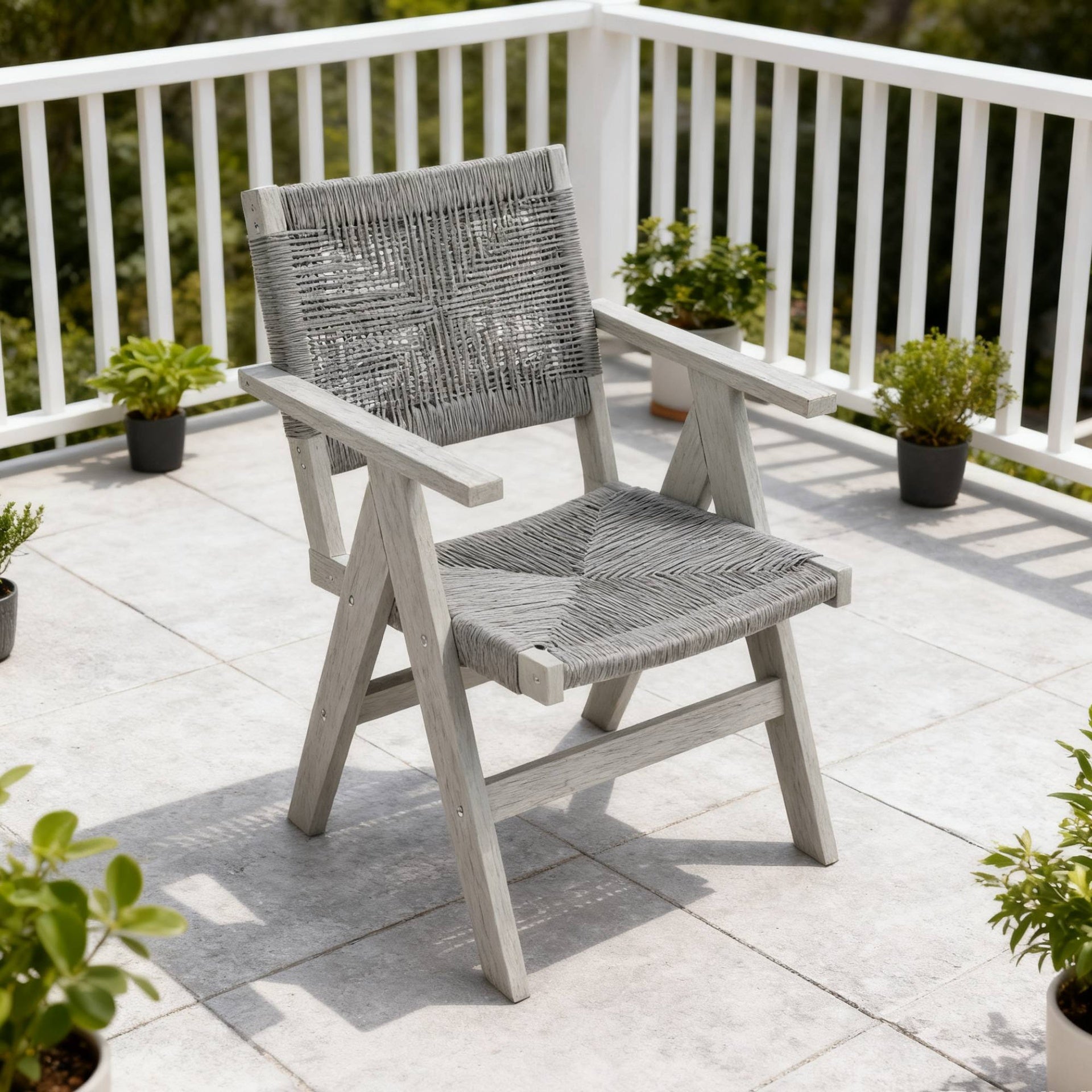Lounge chair Light Gray  color, suitable for all seasons: Outdoor lounge chair, made of sturdy HIPS material, equipped with 304 stainless steel accessories.