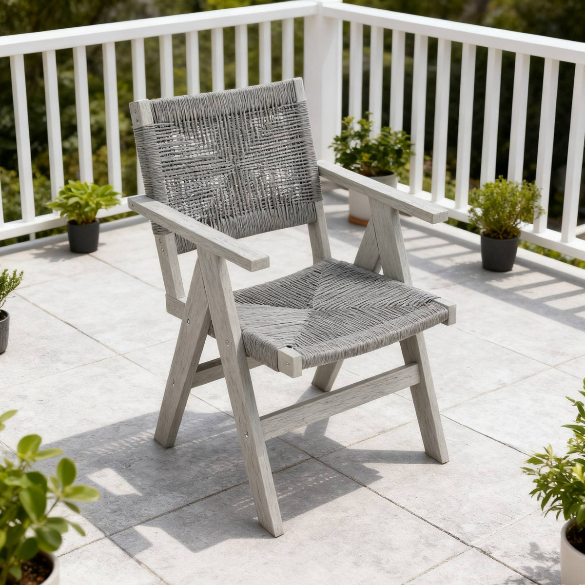 Lounge chair Light Gray  color, suitable for all seasons: Outdoor lounge chair, made of sturdy HIPS material, equipped with 304 stainless steel accessories.