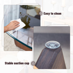 Round glass coffee table, 33.4" modern design unique coffee table. Tempered glass top with Walnut colored texture sticker MDF legs. Suitable for living and dining rooms