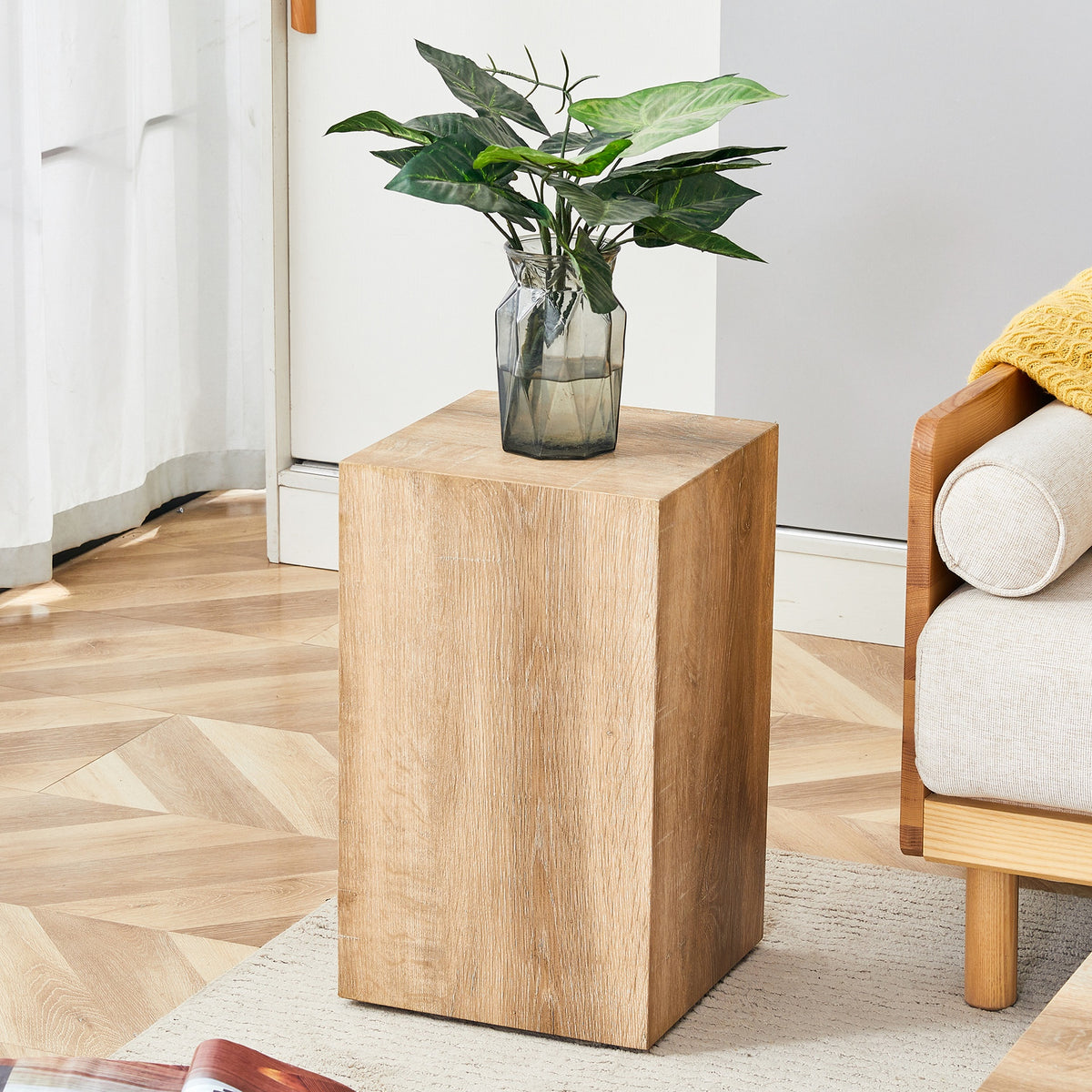 Elevate your living space with this modern MDF coffee table that showcases smooth, light wood color texture patterns. It is characterized by stylish design.12*12*19.6,W1151P188001