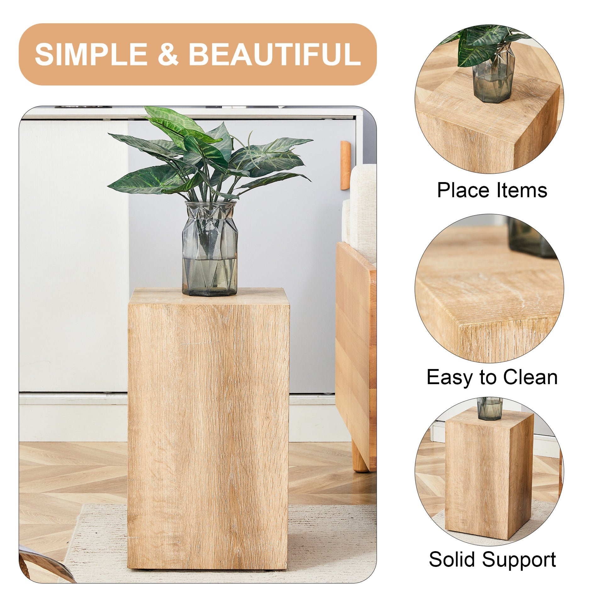Elevate your living space with this modern MDF coffee table that showcases smooth, light wood color texture patterns. It is characterized by stylish design.12*12*19.6,W1151P188001