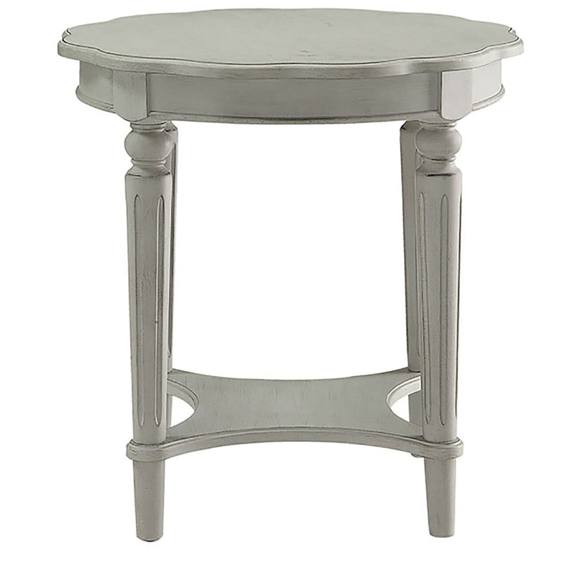 Antique Slate End Table with Bottom Shelf