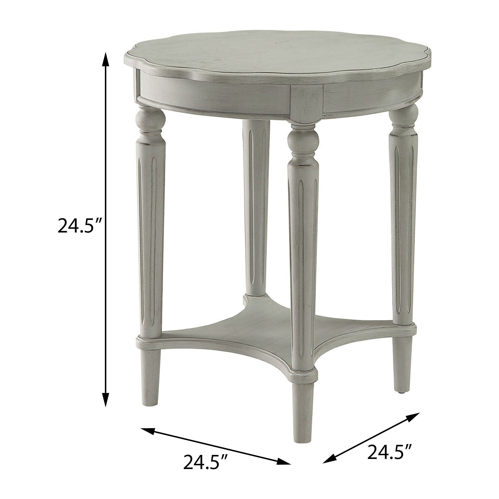 Antique Slate End Table with Bottom Shelf