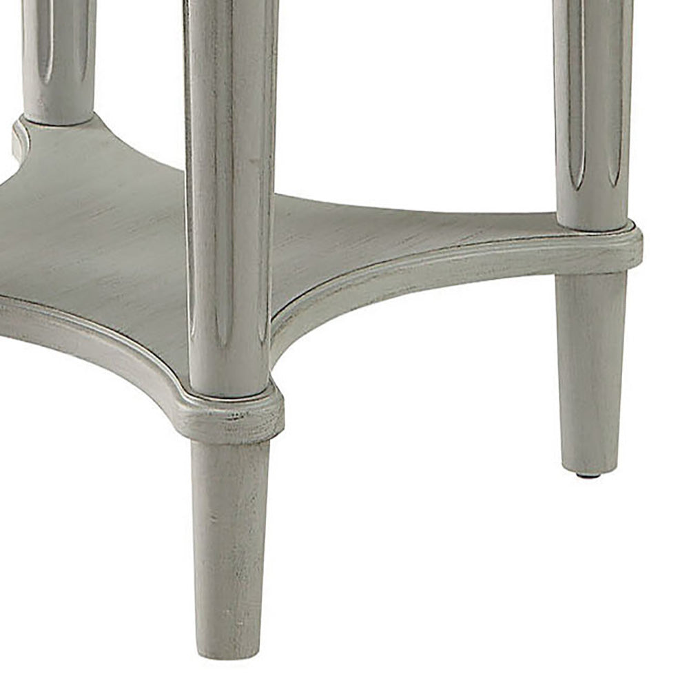 Antique Slate End Table with Bottom Shelf