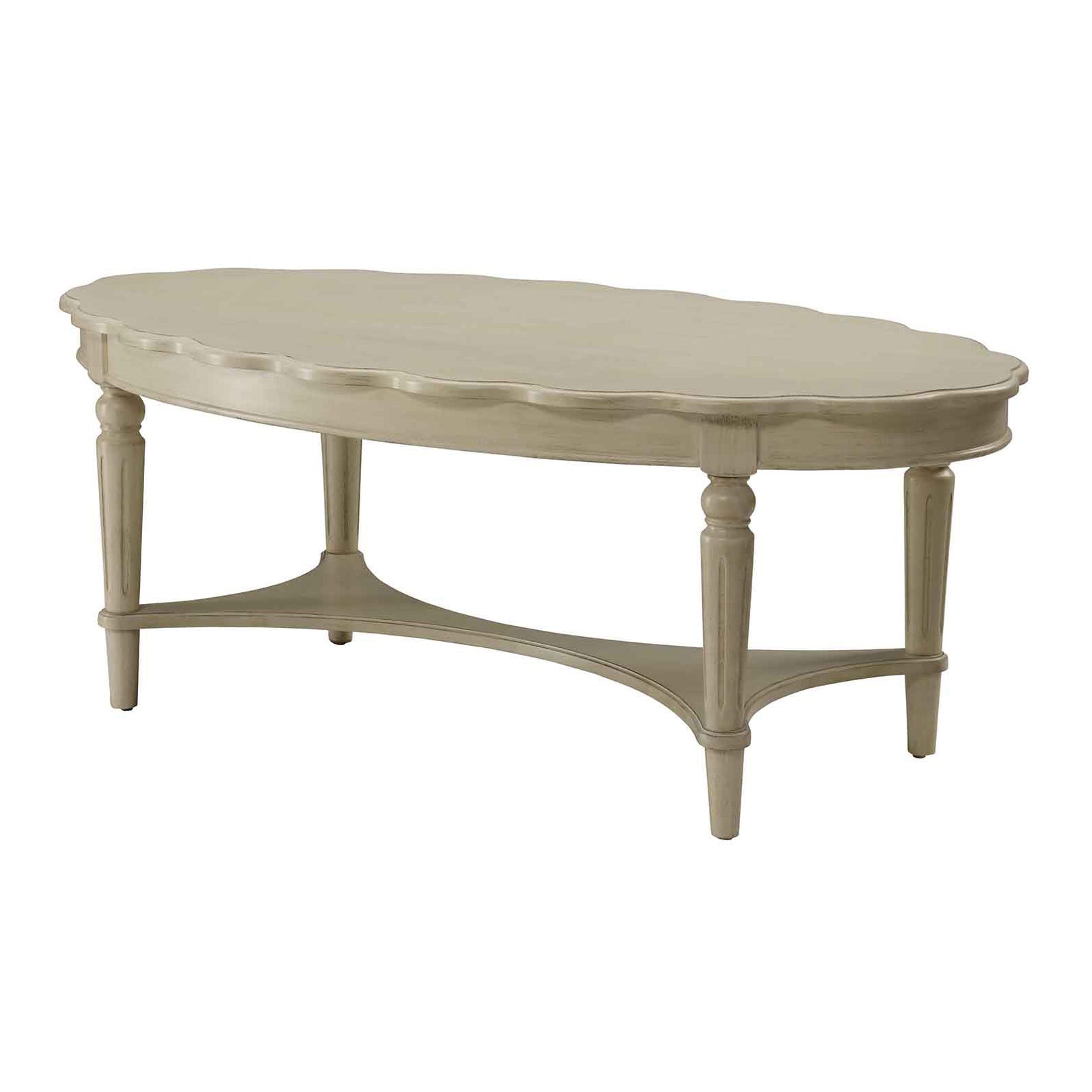 Antique White Coffee Table with Bottom Shelf