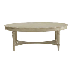 Antique White Coffee Table with Bottom Shelf