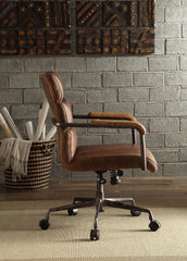 Retro Brown Swivel Office Chair with 5-Star Base