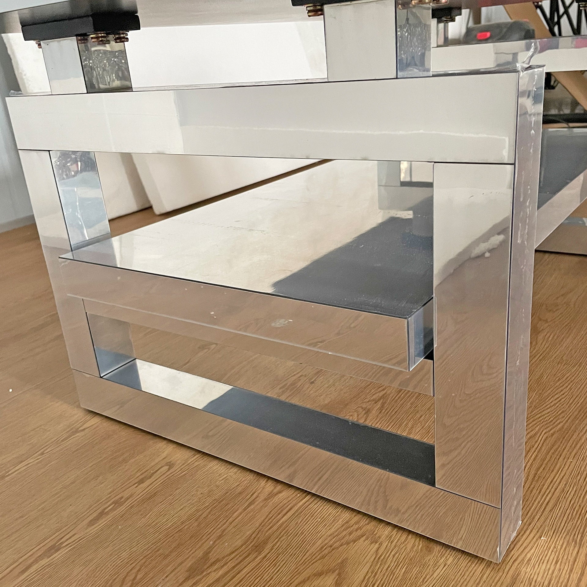 Modern square luxury coffee table home tempered glass tea table living room balcony simple table simple small apartment