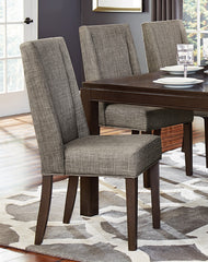Contemporary Dark Brown 7pc Dining set Table with Extension Leaf and 6x Upholstered Side Chairs Modern Dining Room Furniture