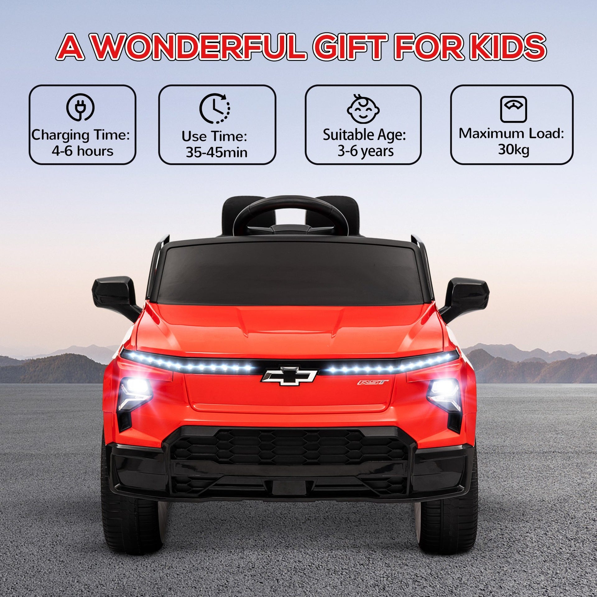 Qaba 12V Kids Electric Car, Chevrolet Silverado EV RST Licensed Ride on Car with Parent Remote Control, Spring Suspension, Soft Start, Training Wheels, LED Lights, Music, MP3, 3 Speed, Red