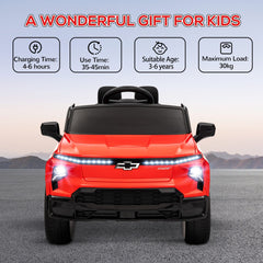 Qaba 12V Kids Electric Car, Chevrolet Silverado EV RST Licensed Ride on Car with Parent Remote Control, Spring Suspension, Soft Start, Training Wheels, LED Lights, Music, MP3, 3 Speed, Red