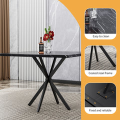 Square Dining Table, Mid Century Modern Square Dining Table for 4-6 Person, Coffee Table for Kitchen Dining Room, Office, Save Space