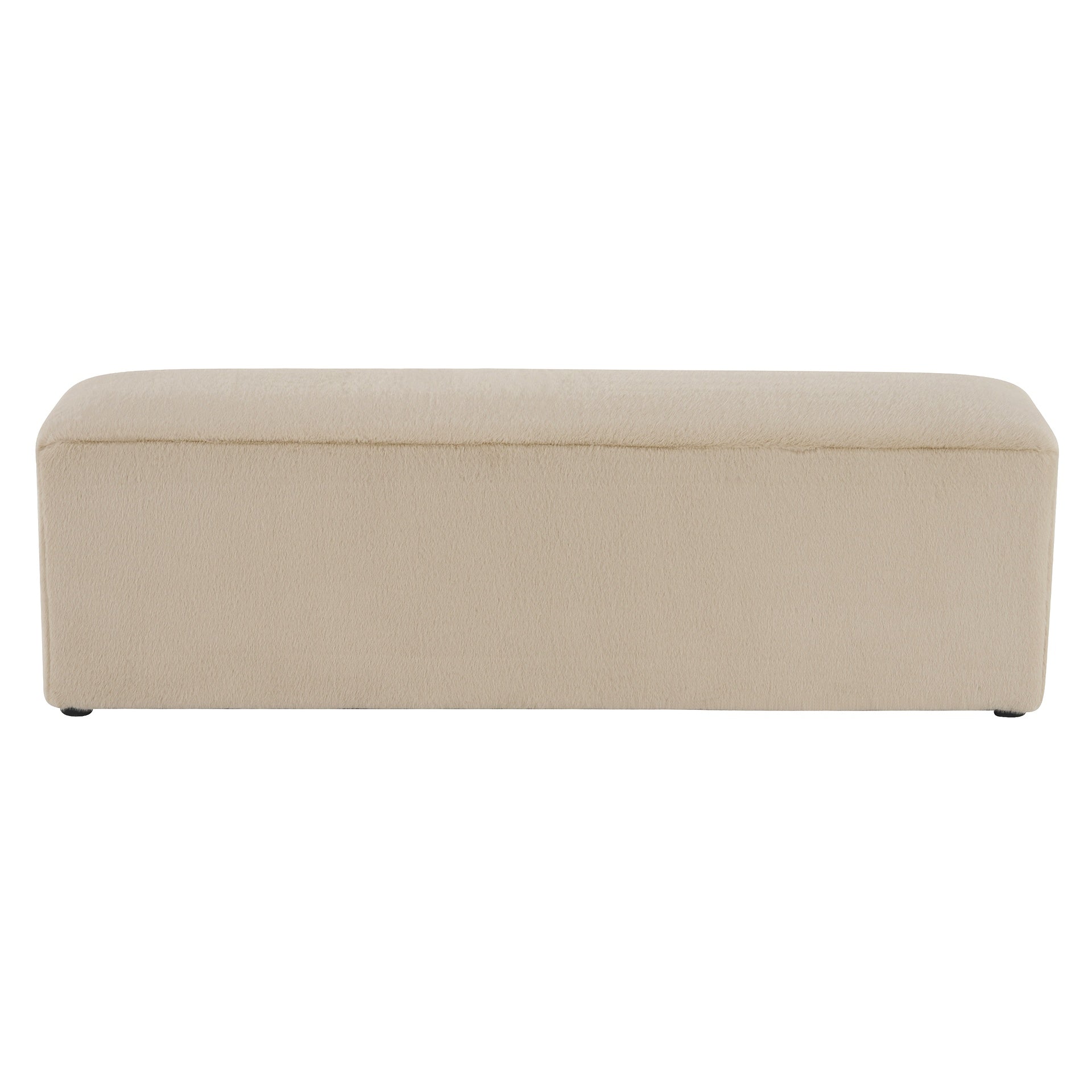 Almond Long Plush Ottoman, Modern Simple Footstool and Seat for Home Use