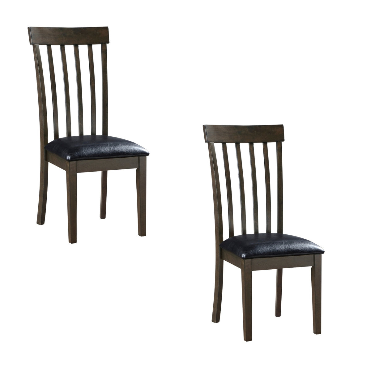 Kyn 18 Inch Side Dining Chairs Set of 2, Slatted Back, Padded Seat, Farmhouse Brown
