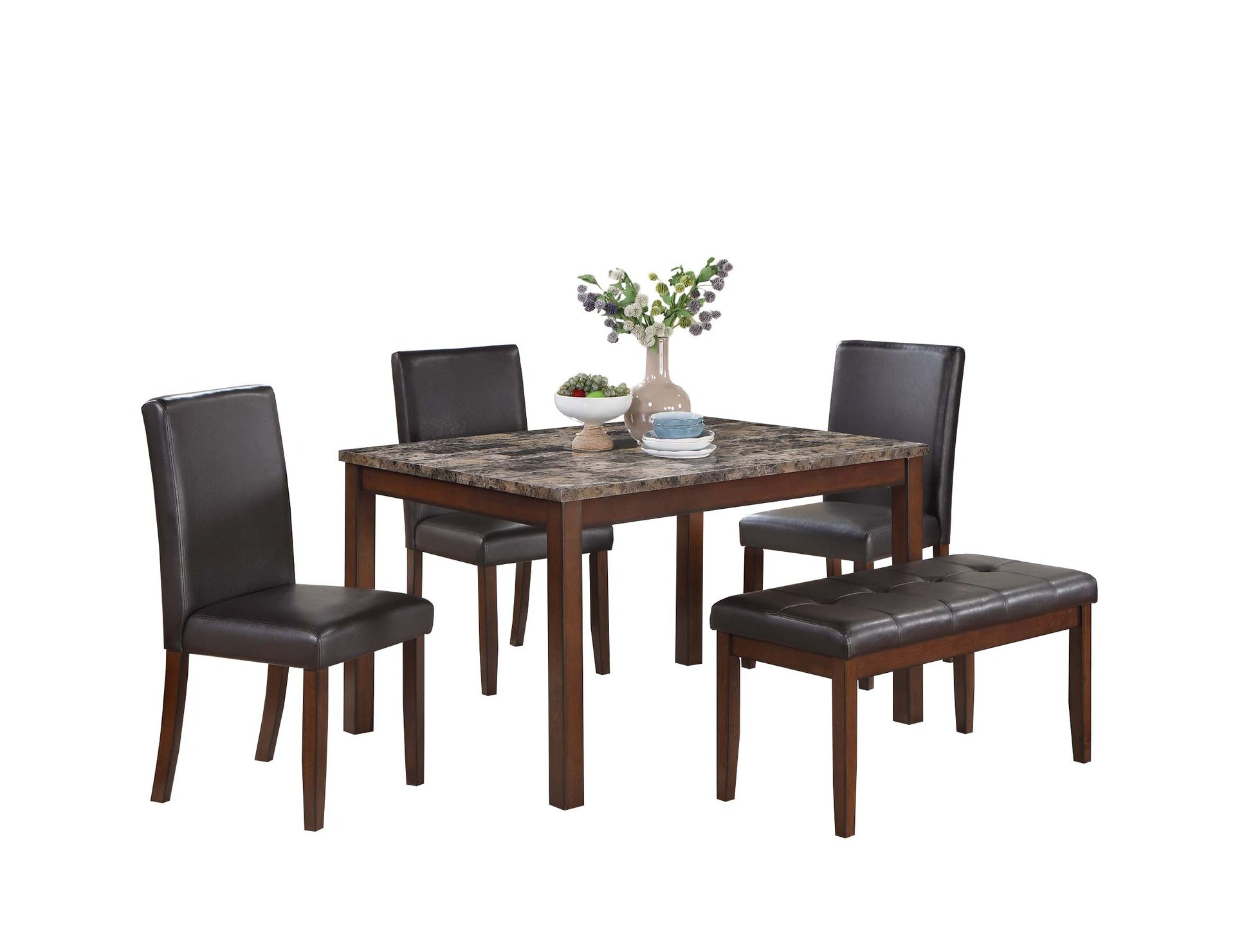 5 Piece Dining Set with Chairs and Bench