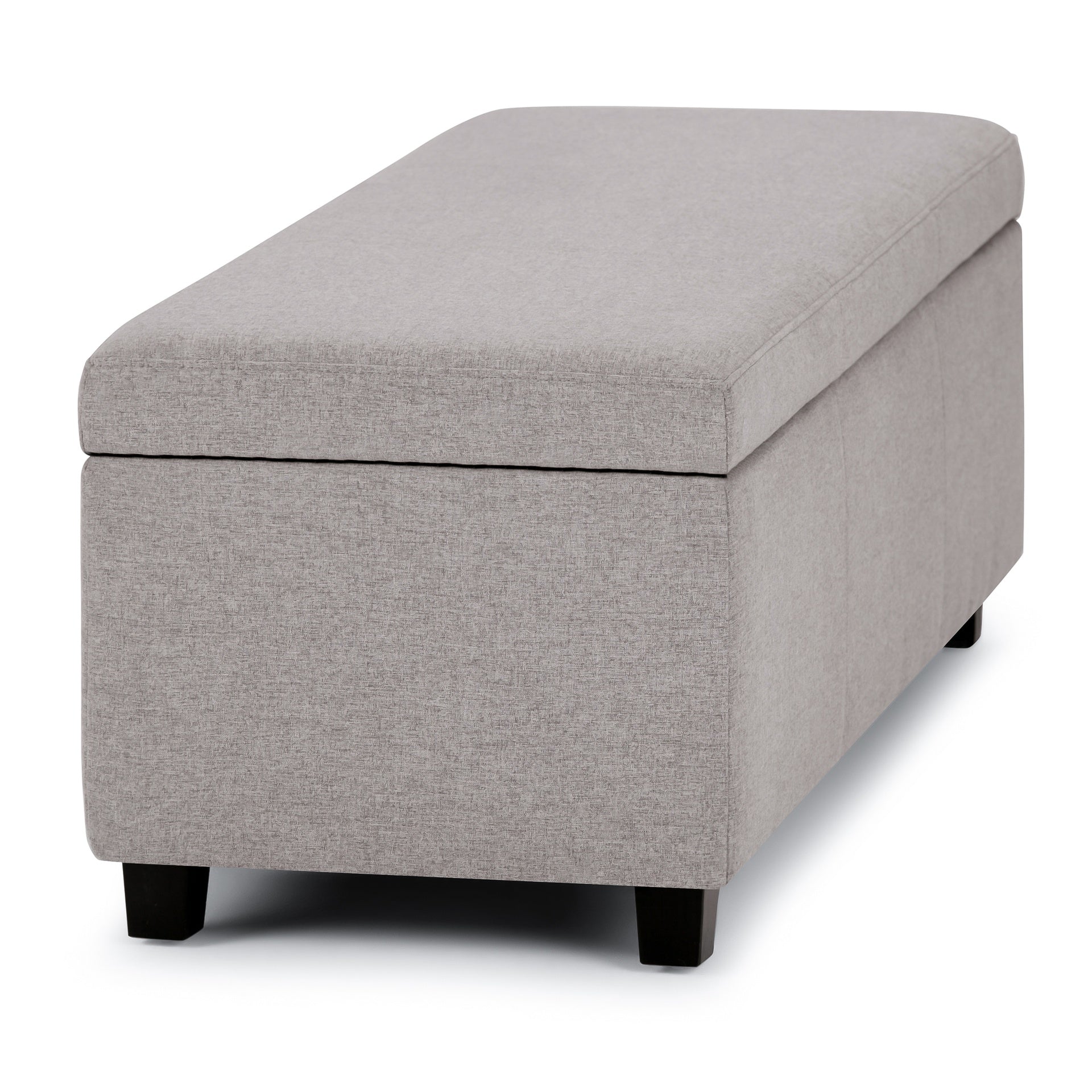 Avalon 48 inch Wide Storage Ottoman Bench in Cloud Grey Linen Look Fabric
