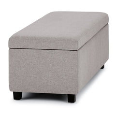 Avalon 48 inch Wide Storage Ottoman Bench in Cloud Grey Linen Look Fabric